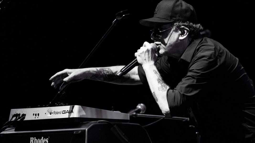 Andrés Calamaro durante un concierto en vivo.